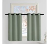 PONY DANCE Cortinas Opacas Verde para Cocina Cortinas Aislantes Termicas Frio y Calor Decorativas Curtains For Living Room Blakout con Ojales 2 Piezas,106x90cm,Verde Salvia