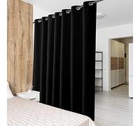 PONY DANCE Cortinas para Ventanas Grandes Cortinas Negras Opacas Termicas Aislantes Frio Y Calor con Ojales Separadores Ambientes para Dormitorio, 1 Pieza, 254 x 240 cm (Ancho x Alto), Negro