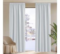 PONY DANCE Cortinas Salon Aislantes Termicas, Cortinas Dormitorio Matrimonio Opaca para Riel con Ganchos, 2 Piezas, 228x228 CM, Blanco Gris