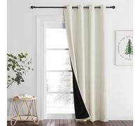 PONY DANCE Cortinas Salon Beige Cortina Opaca Termica Aislante 140x240 CM Cortinas Dormitorio Matrimonio 1 Pieza Cortinas 100% Blackout Cortina Ventana con Ojales, Beige Claro