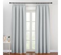 PONY DANCE Cortinas Salon Cortina Termica Aislante Frio y Calor Opaca Ventana Cortinas Dormitorio 2 Piezas para Riel con Ganchos, 140x200 CM, Blanco Gris
