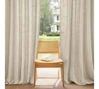 PONY DANCE Cortinas Salon Modernas 2 Piezas con Ganchos para Riel, Visillos Semi Translucidos 2 Piezas para Dormitorio/Puerta/Comedor,140x245cm,Beige Natural