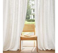 PONY DANCE Cortinas Salon Modernas 2 Piezas con Ganchos para Riel, Visillos Semi Translucidos 2 Piezas para Dormitorio/Puerta/Comedor,140x225cm,Lino Claro