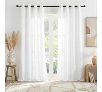 PONY DANCE Cortinas Salon Modernas 2 Piezas, Cortinas Blancas Semi Translucidas con Ojales para Dormitorio Matrimonio/Comedor/Habitacion,140x260cm