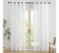 PONY DANCE Cortinas Salon Modernas 2 Piezas, Cortinas Blancas Translucidas Aspecto de Lino para Dormitorio/Comedor con Ojales,140x230cm