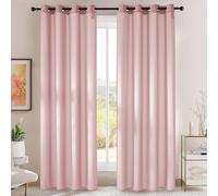 PONY DANCE Cortinas Salon Modernas 2 Piezas, Cortinas Rosas Semi Translucidas con Ojales para Dormitorio Matrimonio/Comedor/Habitacion,140X220cm