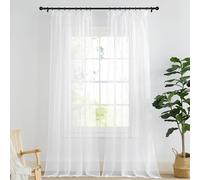 PONY DANCE Cortinas Salon Modernas 2 Piezas para Rieles con Ganchos, Visillos Blancos Translucidas 2 Piezas para Dormitorio Puerta Comedor,140x245cm