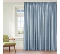 PONY DANCE Cortinas Salon Modernas de 3 Metros para Rieles con Ganchos, Visillos Semi Translucidos 1 Pieza para Balcon/Separador,300x245cm(AnxAl),Azul Grisáceo