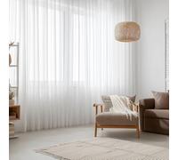 PONY DANCE Cortinas Salon Modernas Visillos Blancos de Ventana Grande con Ganchos para Riel para Dormitorio,600x245cm,Blanco