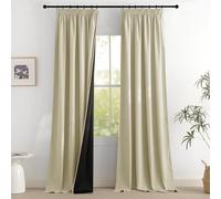 PONY DANCE Cortinas Salon Opacas 2 Piezas,Cortinas Blackout Termicas Aislantes para Dormotorio/Cocina con Ganchos para Riel,140x260cm,Beige Claro