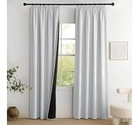 PONY DANCE Cortinas Salon Opacas 2 Piezas,Cortinas Blackout Termicas Aislantes para Dormotorio/Cocina con Ganchos para Riel,140x220cm,Blanco Gris