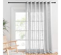 PONY DANCE Cortinas Salon Semi Opacas con Ojales, Visillos Grandes con Aspecto de Lino para Dormitorio Matrimonio/Comedor, 1 Pieza, 254x240cm(AnxAl), Gris Claro