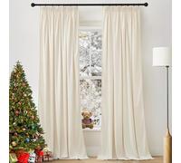 PONY DANCE Cortinas Salon Terciopelo Cortinas Opacas Termicas Cortinas Infantiles para Rieles con Ganchos Cortinas Dormitorio 2 Piezas Cortina Gruesa Cortinas Comedor (300 g/m2), 132x240 CM, Crema