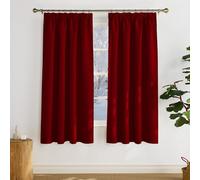 PONY DANCE Cortinas Termicas Aislantes Frio Cortinas Dormitorio Opacas 2 Piezas Cortina Salon Cortinas Blackout Cortinas Ventanas Cortas para Riel, 140x175 CM, Rojo