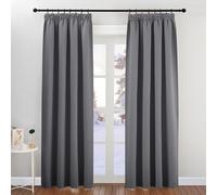 PONY DANCE Cortinas Termicas Aislantes Frio y Calor Cortina Opaca Ventana Cortinas Dormitorio 2 Piezas Cortinas Salon Modernas Cortinas Habitacion para Riel, 140x200 CM, Gris