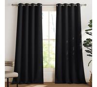 PONY DANCE Cortinas Termicas Aislantes Frio y Calor para Salon Dormtiorio Matrimonio, Cortinas Opacas 3 Metros Blackout for Living Room con Ojales 2 Piezas,140x350cm,Negro