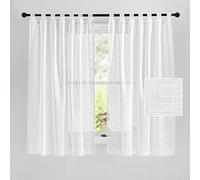 PONY DANCE Cortinas Visillos Suave - Cortinas Transparentes con Trabillas para Salón Dortimotorio Matrimonio, 2 Piezas, 140 x 160 CM, Blanco