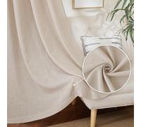 PONY DANCE Cortinas y Visillos Salon 2 Piezas, Cortinas de Lino Boho Translúcidas para Riel con Ganchos para Dormitorio/Puerta/Balcon, 140x220cm(AnxAl), Beige