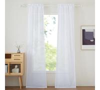 PONY DANCE Visillo para puerta de balcón, cortina francesa con barra de paso (60 x 240 cm), color blanco