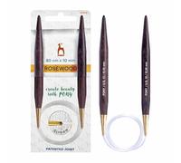 Pony - Pony - Aguja de tejer circular ligera de palisandro pulido (80 x 10 mm) con junta de Glydon patentada para proyectos de costura - 1 aguja