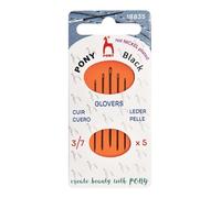 Pony - Pony Black Glover Acabado Mate (No. 3-5-7) Agujas de Coser a Mano con Ojo Blanco - 5 Agujas
