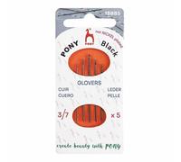 Pony - Pony Black Glover Acabado Mate (No. 3-5-7) Agujas de Coser a Mano con Ojo Negro - 5 Agujas