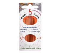 Pony - Pony Black Short Darners Acabado Mate (No. 3-5-7-9) Agujas de Coser a Mano con Ojo Negro - 10 Agujas