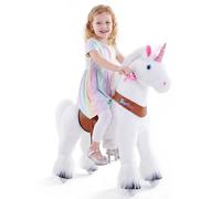 PonyCycle Oficiales Modelo U Unicornio Juguete para Montar Correpasillos Unicornio Regalo Niña(con Freno y Sonido/Talla 4 para Edades de 4-7 años) Blanco Ux404