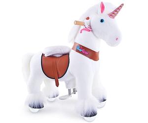 PonyCycle Oficiales Modelo U Unicornio Juguete para Montar Correpasillos Unicornio Regalo Niña(con Freno y Sonido/Talla 3 para Edades de 3-4 años) Blanco Ux304