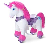 PonyCycle Unicornio de Peluche Cabalgable Unicornio de Peluche Rosa con Sonidos para Montar, Modelo Y, Unicornio sobre Ruedas para Montar, Niños de 3 a 4 Años - Y352