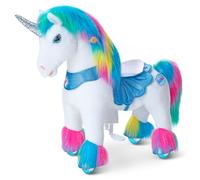 PonyCycle Y354 - Unicornio para niños de 3 a 4 años, unicornio arcoíris con cuerno de lentejuelas y sonidos, modelo avanzado y mecánico de equitación, regalo de cumpleaños para niñas