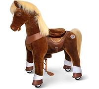 PonyCycle Y574 - Caballo de equitación para niños con sonidos realistas de caballos a partir de 7, caballo balancín mecánico, modelo Y, caballo marrón con ruedas, regalo de cumpleaños para niños