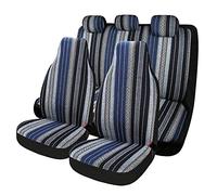PONYJOYUP Baja - Juego Completo de 7 Fundas para Asiento de automóvil, Transpirables y Lavables, a Rayas, universales, para sedán, SUV, camión, Compatible con Bolsas de Aire
