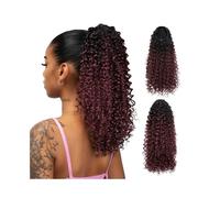 Ponytail Extension 16 Inch Drawstring for Women Synthetic Short Curly Wavy Fluffy Clip in Ponytails Hair Extensions for Daily Halloween Use für den täglichen Gebrauch (1BTT118)