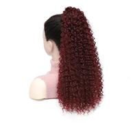 Ponytail Extension 20 Inch Drawstring Ponytail Extension for Women Deep Curly Synthetic Mixed with Human Hair Hair Pieces afro Kinky Curly Pony Tail for Daily Use(118)