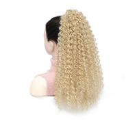 Ponytail Extension 20 Inch Drawstring Ponytail Extension for Women Deep Curly Synthetic Mixed with Human Hair Hair Pieces afro Kinky Curly Pony Tail for Daily Use(27-613)