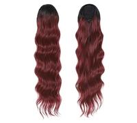 Ponytail Extension 28 Inch Long Body Wave Ponytail, Synthetic Heat Resistant Wrap Around Drawstring Curly Wavy Pony tail Clip in Hairpieces for Women(OT350)
