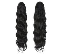 Ponytail Extension 28 Inch Long Body Wave Ponytail, Synthetic Heat Resistant Wrap Around Drawstring Curly Wavy Pony tail Clip in Hairpieces for Women(#2)