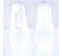 Ponytail Extension 31.5" 80cm Women's Cosplay Wig Hair Long Straight Hair with Wig + Wig Cap mint green(Pure white)