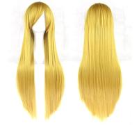 Ponytail Extension 31.5" 80cm Women's Cosplay Wig Hair Long Straight Hair with Wig + Wig Cap mint green(Yellow)