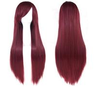 Ponytail Extension 31.5" 80cm Women's Cosplay Wig Hair Long Straight Hair with Wig + Wig Cap mint green(Red wine)
