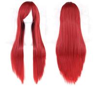 Ponytail Extension 31.5" 80cm Women's Cosplay Wig Hair Long Straight Hair with Wig + Wig Cap mint green(Red)