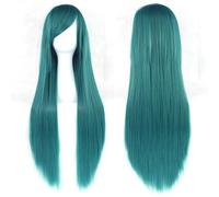Ponytail Extension 31.5" 80cm Women's Cosplay Wig Hair Long Straight Hair with Wig + Wig Cap mint green(Green)
