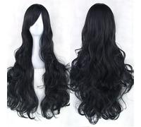Ponytail Extension 32" 80cm Long Hair Spiral Curly Wavy Synthetic Hair Cosplay Costume Wig Women(Black)