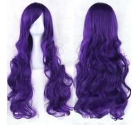 Ponytail Extension 32" 80cm Long Hair Spiral Curly Wavy Synthetic Hair Cosplay Costume Wig Women(Dark purple)