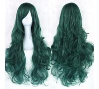 Ponytail Extension 32" 80cm Long Hair Spiral Curly Wavy Synthetic Hair Cosplay Costume Wig Women(Deep green)