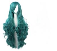 Ponytail Extension 32" 80cm Long Hair Spiral Curly Wavy Synthetic Hair Cosplay Costume Wig Women(Green)