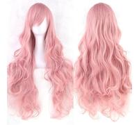 Ponytail Extension 32" 80cm Long Hair Spiral Curly Wavy Synthetic Hair Cosplay Costume Wig Women(Pink)