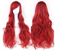Ponytail Extension 32" 80cm Long Hair Spiral Curly Wavy Synthetic Hair Cosplay Costume Wig Women(Red)