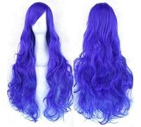 Ponytail Extension 32" 80cm Long Hair Spiral Curly Wavy Synthetic Hair Cosplay Costume Wig Women(Royal blue)